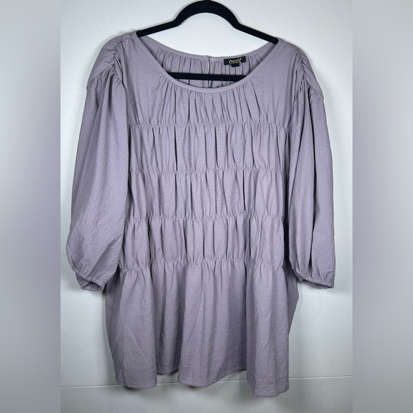 ODDY Lavender Smocked Blouse with Relaxed Fit and 3/4 Length Sleeves. Size 2X - Picture 2 of 8